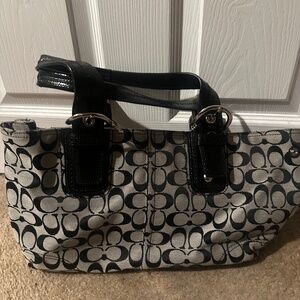 Coach Black and Gray Signature Tote